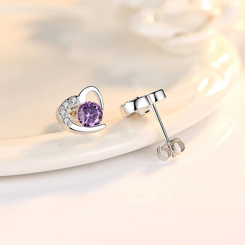 Boucles d'oreilles coeur argenté chic